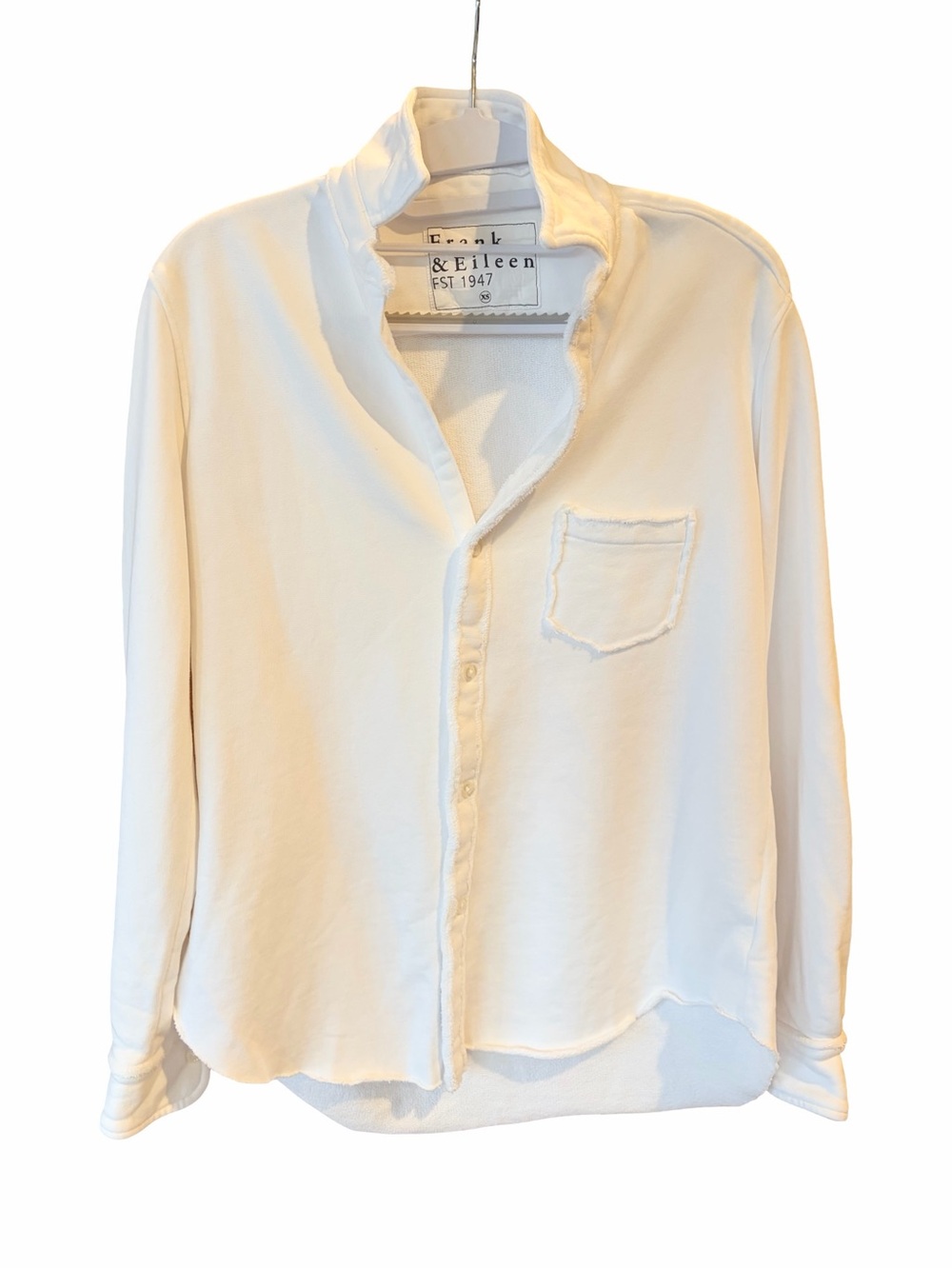 Frank & Eileen Eileen Triple Fleece Sweatshirt Button-Up White Size XS - Picture 4 of 7